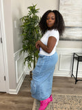 Denim Cargo Maxi Skirt