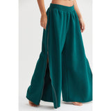 Zaria Wide-Leg Side Zipper Sweatpant