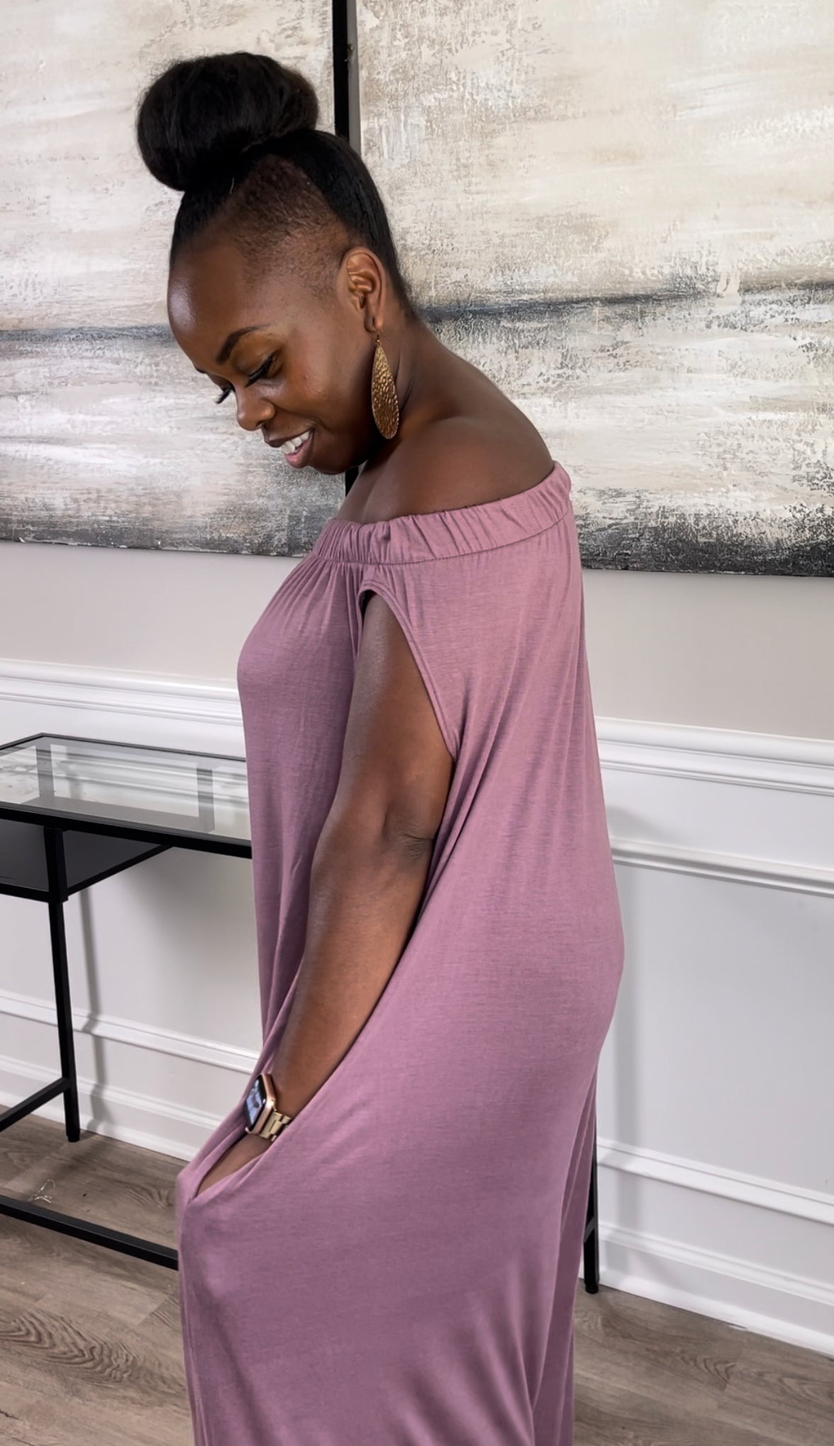 courtney purple dress MORE TO COME Courtney Halter Mini Dress in Magenta