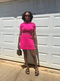 CROPPED POLO SWEATER SHIRT AND SKIRT SET