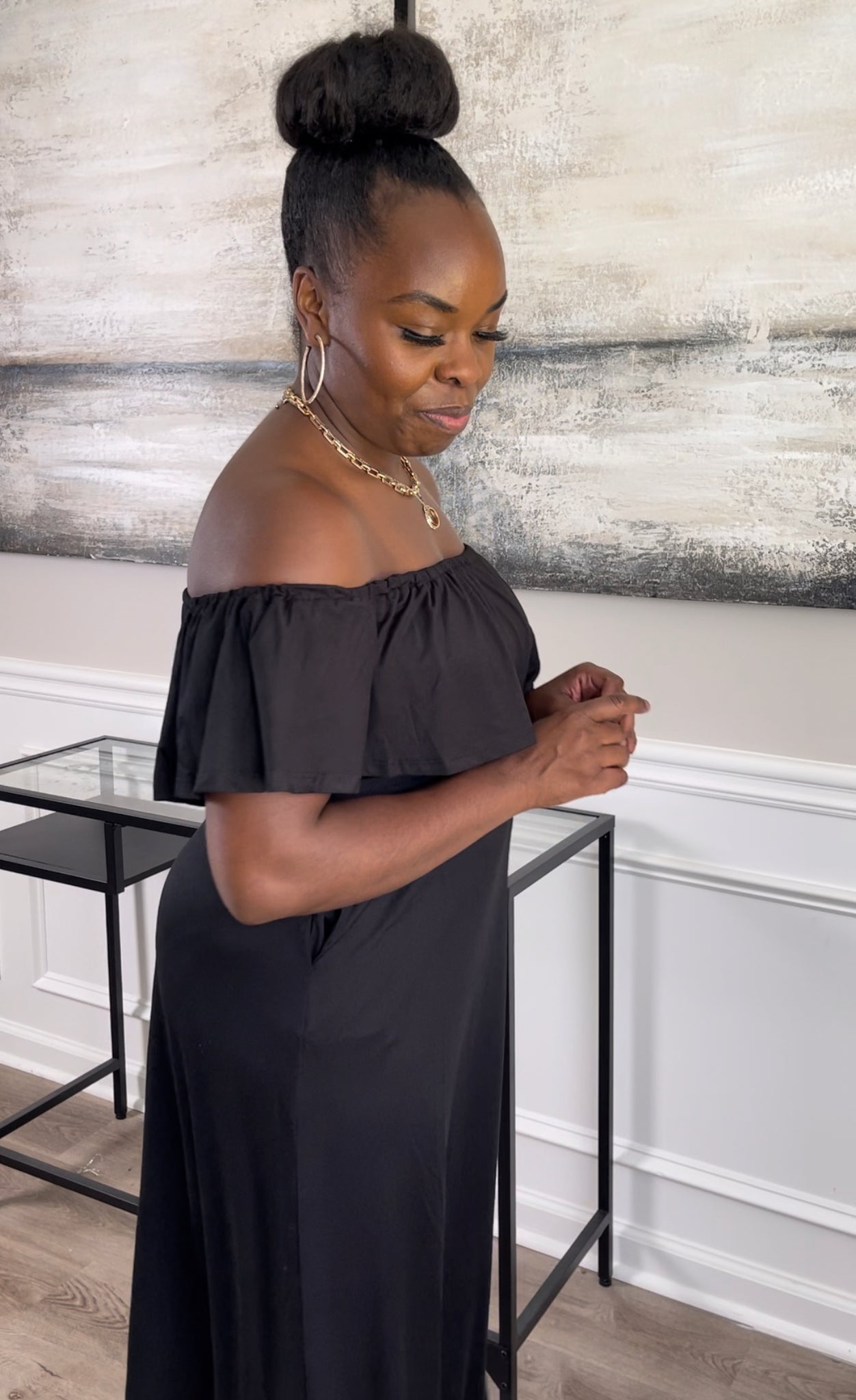 Plus size cold shoulder maxi dresses Clearance