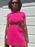 CROPPED POLO SWEATER SHIRT AND SKIRT SET