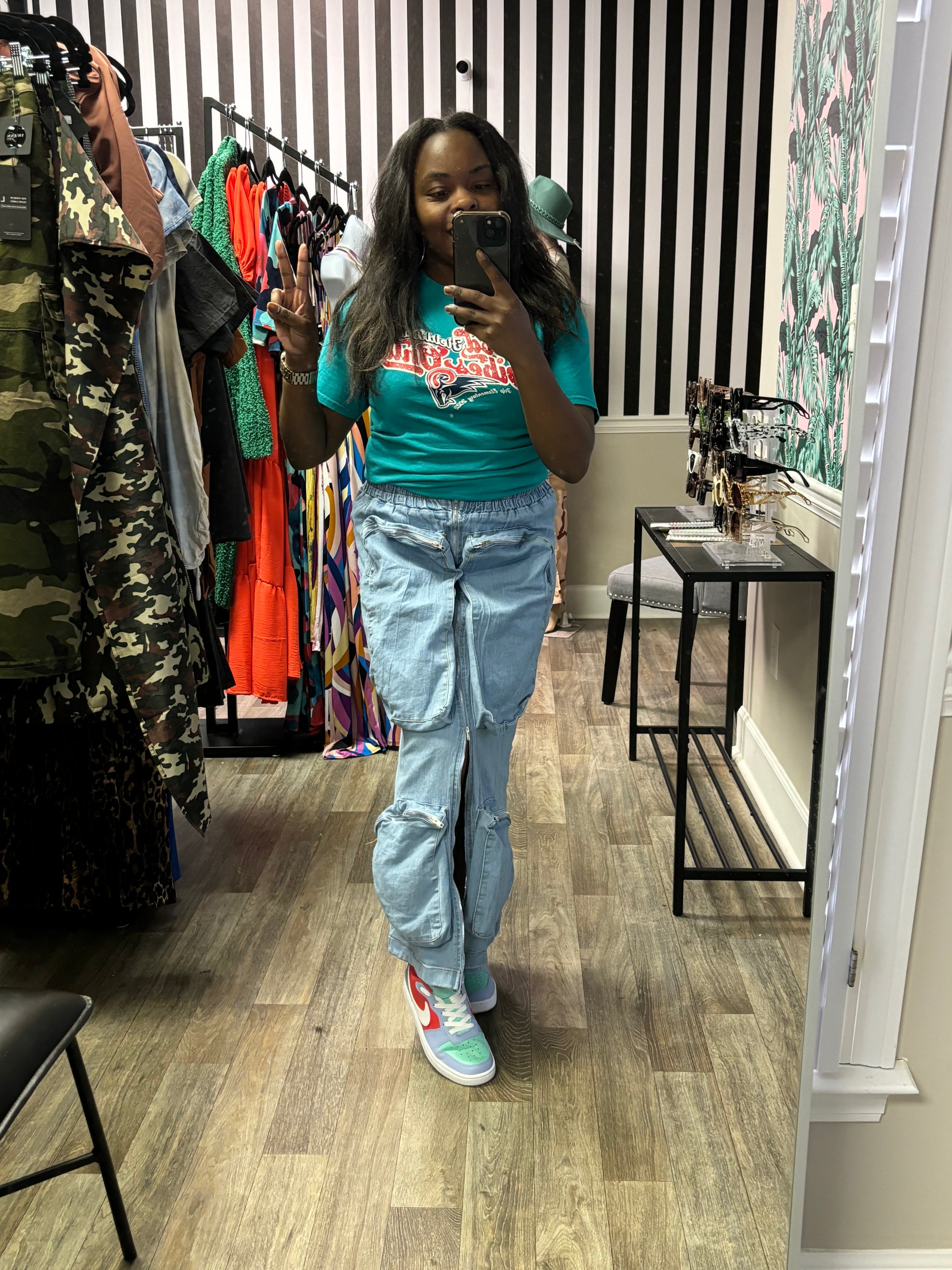 Denim Cargo Maxi Skirt – Swann Salon Studio