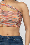 Space Dye One Shoulder Cut Out Detail Crop Top