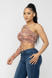 Space Dye One Shoulder Cut Out Detail Crop Top