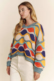 V NECK LONG SLEEVE MULTI COLOR SWEATER TOP