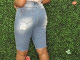 Front & Back Distressed Bermuda Shorts