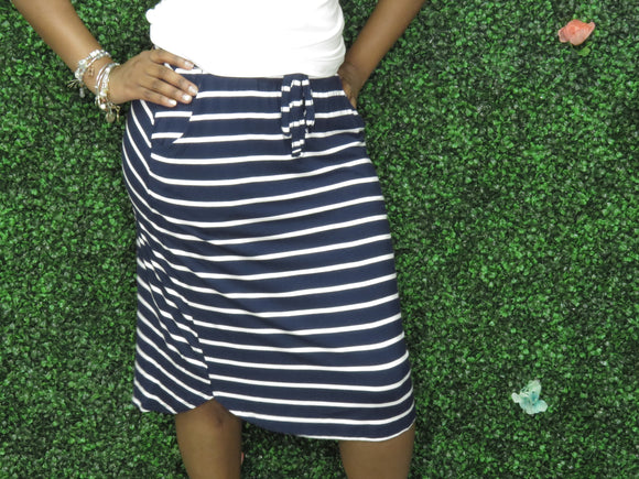 Nautical Stripe Self Tie Tulip Hem Skirt