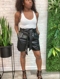 Tia Vegan Leather Paper Bag Shorts