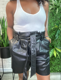 Tia Vegan Leather Paper Bag Shorts