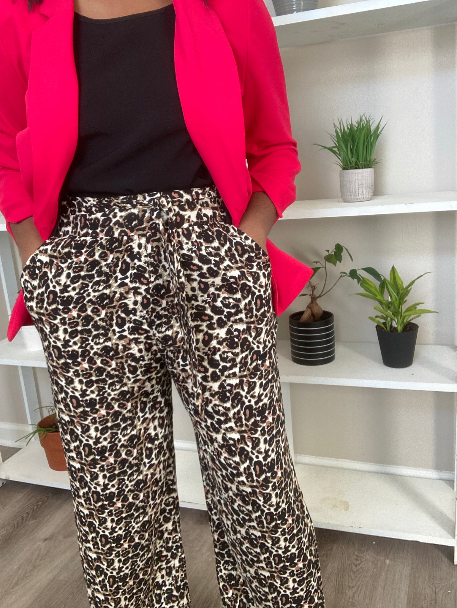 Black and Red Marine Wave Print Pants – First Resort by Ramola Bachchan