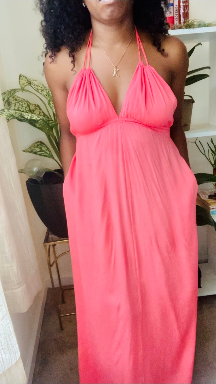 Melissa Backless Maxi Dress (Coral) – Swann Salon Studio
