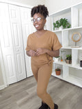 DORIAN V-NECK TOP & LEGGINGS SET (mocha)