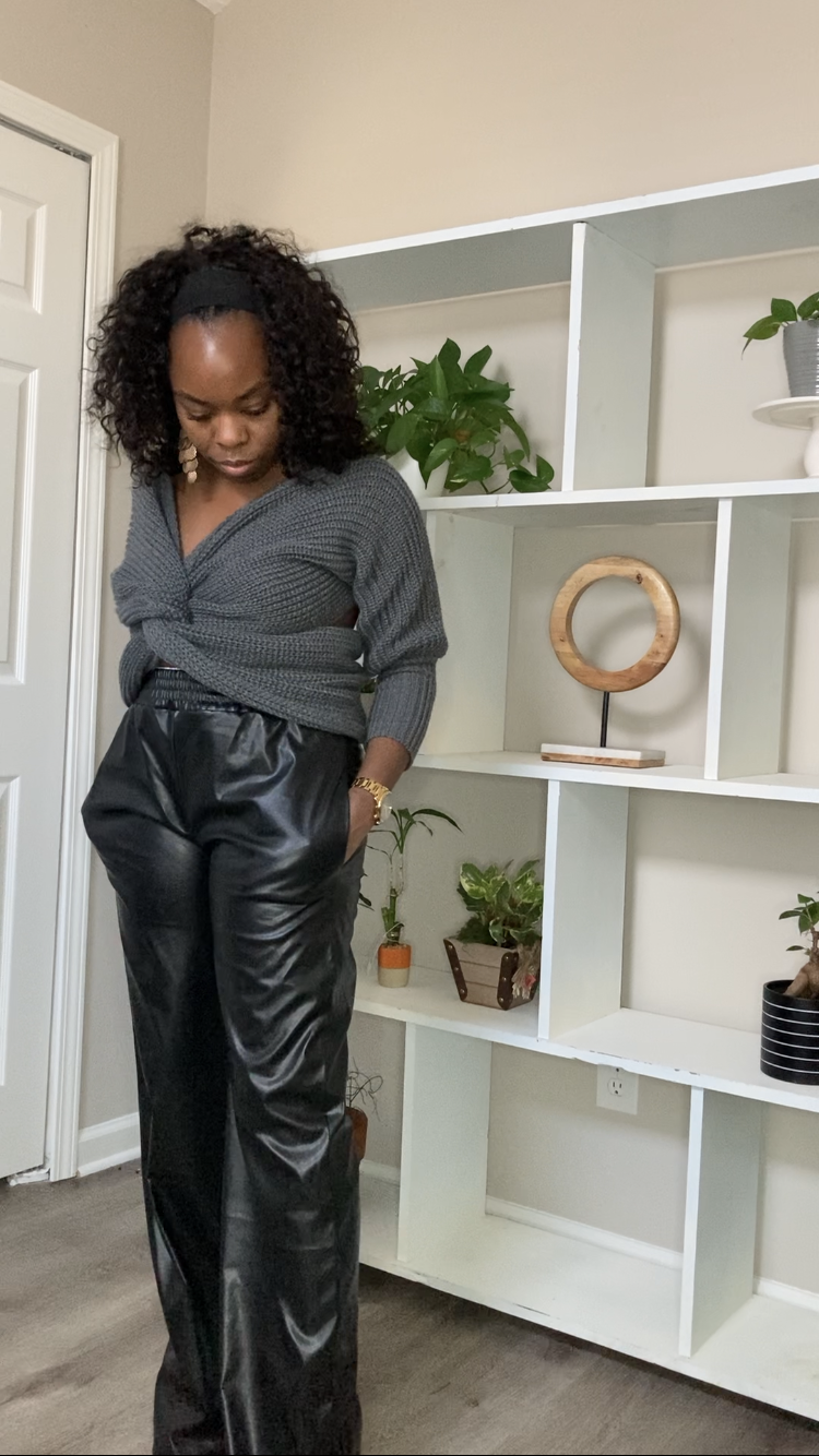 Blaire Faux Leather Wide Leg Pants Swann Salon Studio