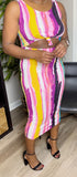 Jamila Colorful Striped Cutout Midi Dress