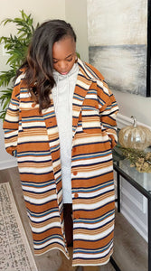 A’Mia Congac Long Stripped Over Coat