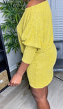 Aimee Cold Shoulder Long Sleeve Mini Dress (Mustard)