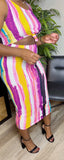 Jamila Colorful Striped Cutout Midi Dress